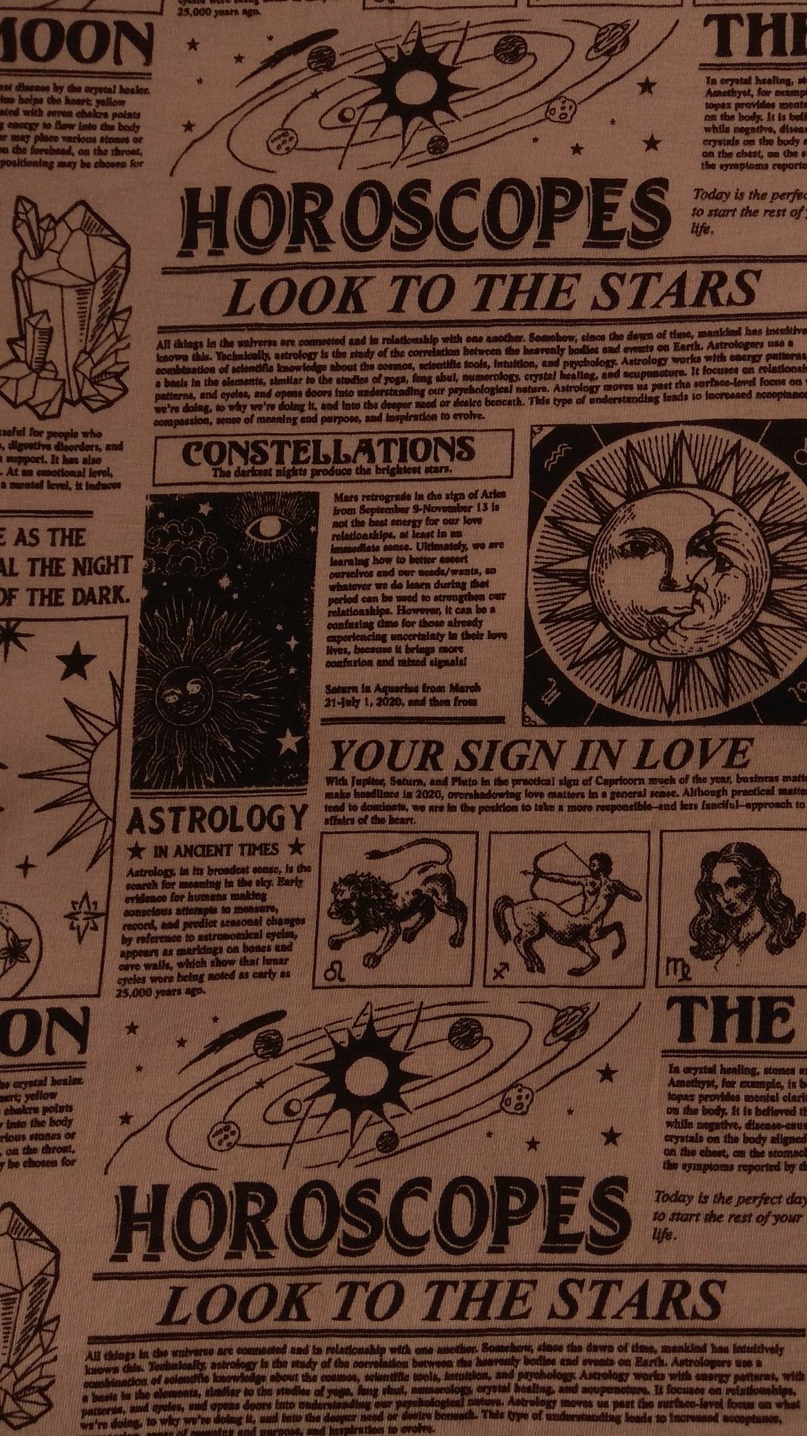 Ilustração vintage de astrologia e tarot